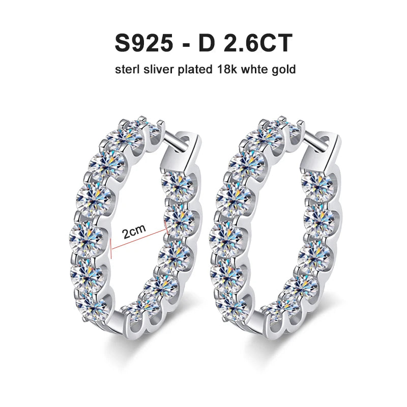 “2.6ct D color Moissanite earrings, sterling silver, white gold, wedding jewelry.”