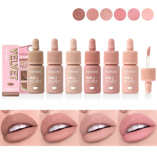 “12-Color Velvet Lip Gloss Matte, Long-Lasting Nude, Natural Look Finish”
