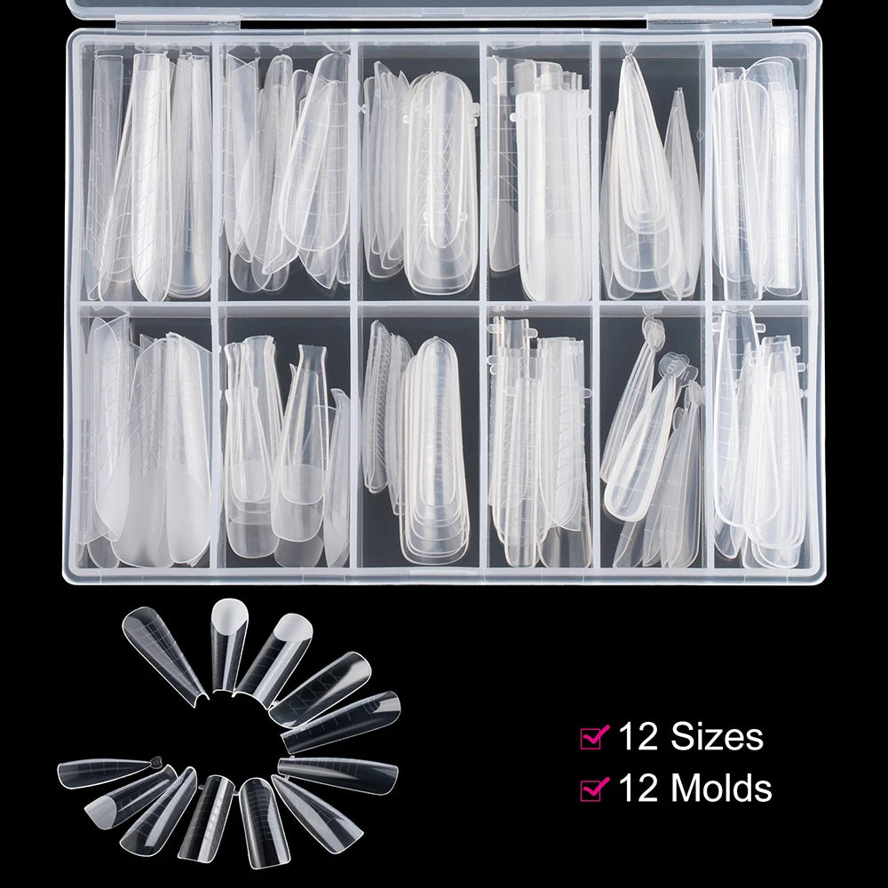 “145pcs Matte Nail Dual Forms, Clear Builder Molds for Poly Gel Extensions.”