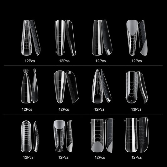 “145pcs Matte Nail Dual Forms, Clear Builder Molds for Poly Gel Extensions.”