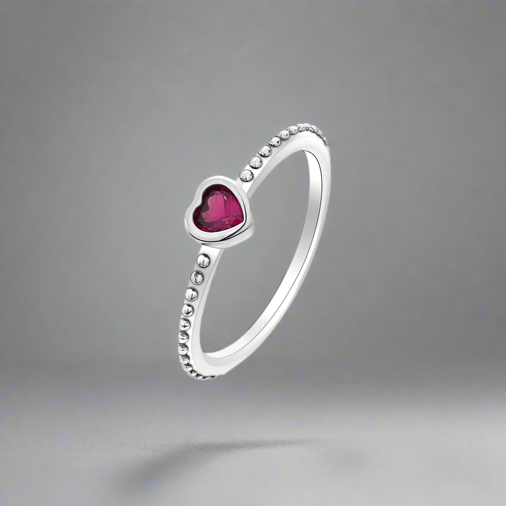 “Red heart 925 sterling silver ring, elegant jewelry for weddings and parties.”