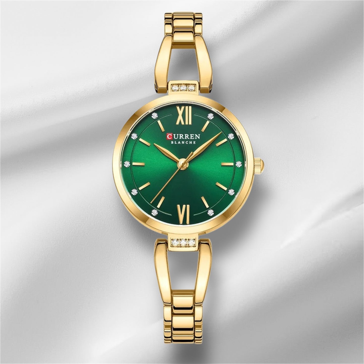 “Luxury Quartz Watch, Rhinestones, Stainless Steel Band, Fashionable Women’s Charming Wristwatch.”