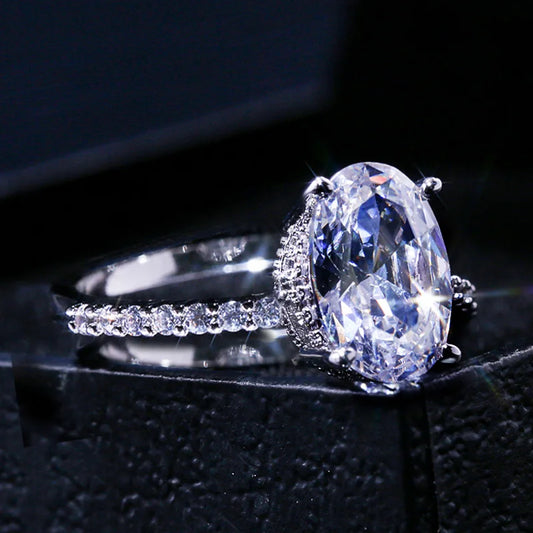 “Oval Finger Ring Band with Dazzling CZ Stone, Classic Wedding Anniversary Gift.”