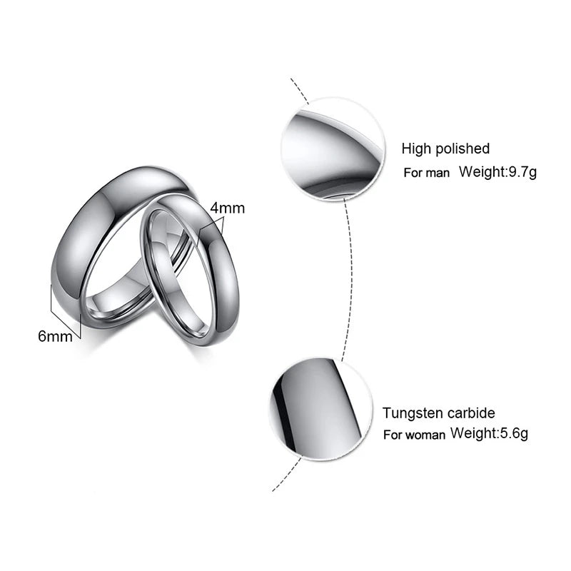 “Anti-scratch tungsten wedding rings, simple classic bands, durable couples jewelry, timeless design.”