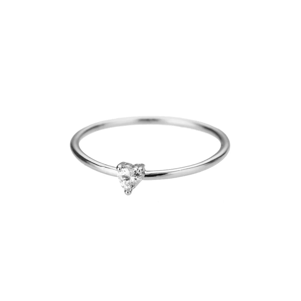 “Minimalist Zircon Heart Ring for Women, Stainless Steel, Dainty Valentine Gift, Free Shipping.”