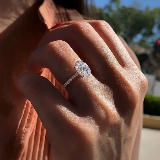 “Oval Finger Ring Band with Dazzling CZ Stone, Classic Wedding Anniversary Gift.”