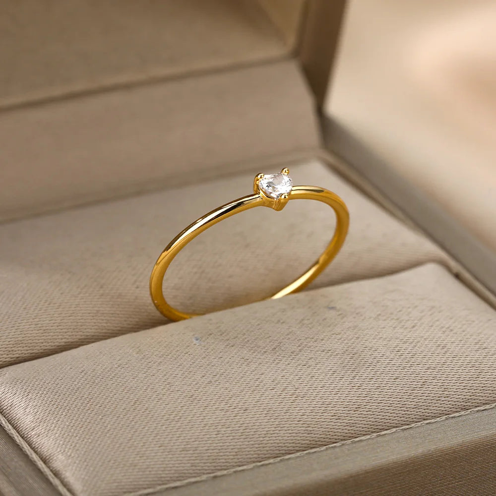 “Minimalist Zircon Heart Ring for Women, Stainless Steel, Dainty Valentine Gift, Free Shipping.”