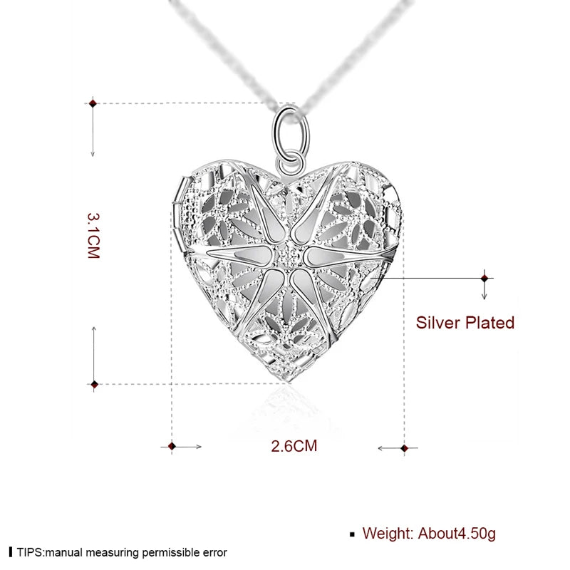 “925 Sterling Silver Photo Frame Pendant Necklace - 18-24 Inch Snake Chain for Women.”