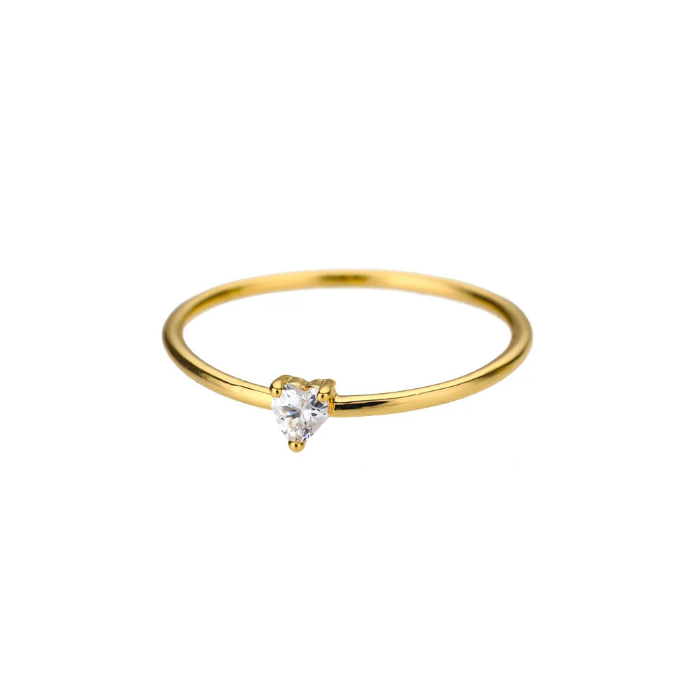 “Minimalist Zircon Heart Ring for Women, Stainless Steel, Dainty Valentine Gift, Free Shipping.”