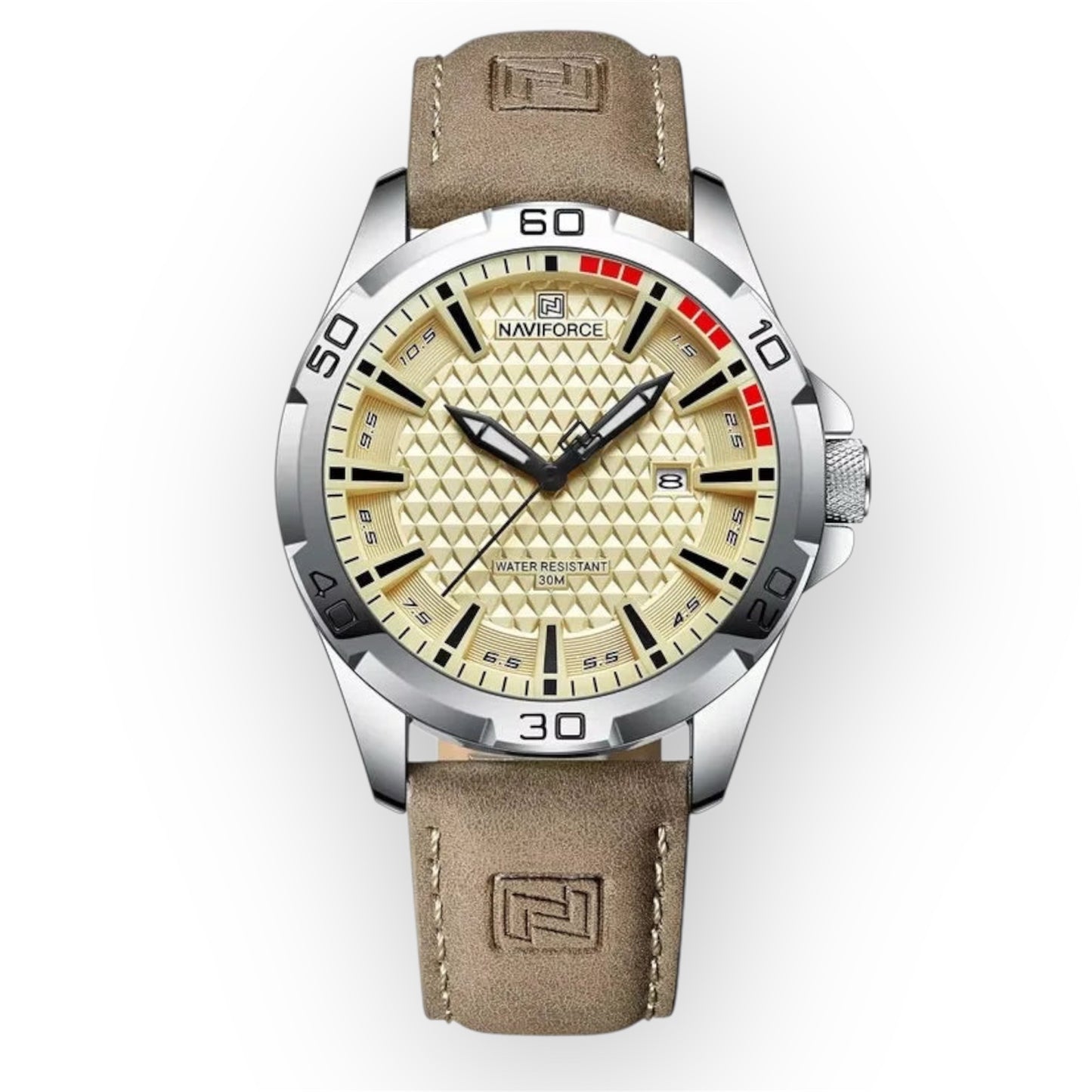 “Men’s Fashion Quartz Watch, Leather Strap, Sport Waterproof, Calendar Clock.”
