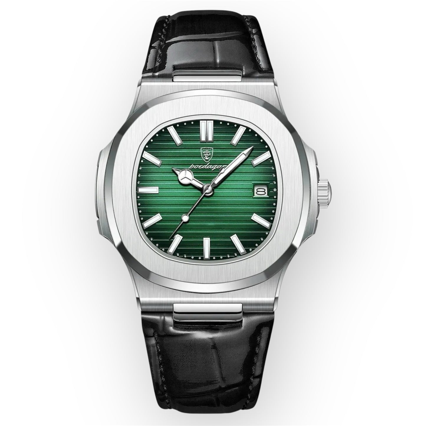 “Top Luxury Square Man Watch Date Waterproof Luminous Men’s Quartz Leather”