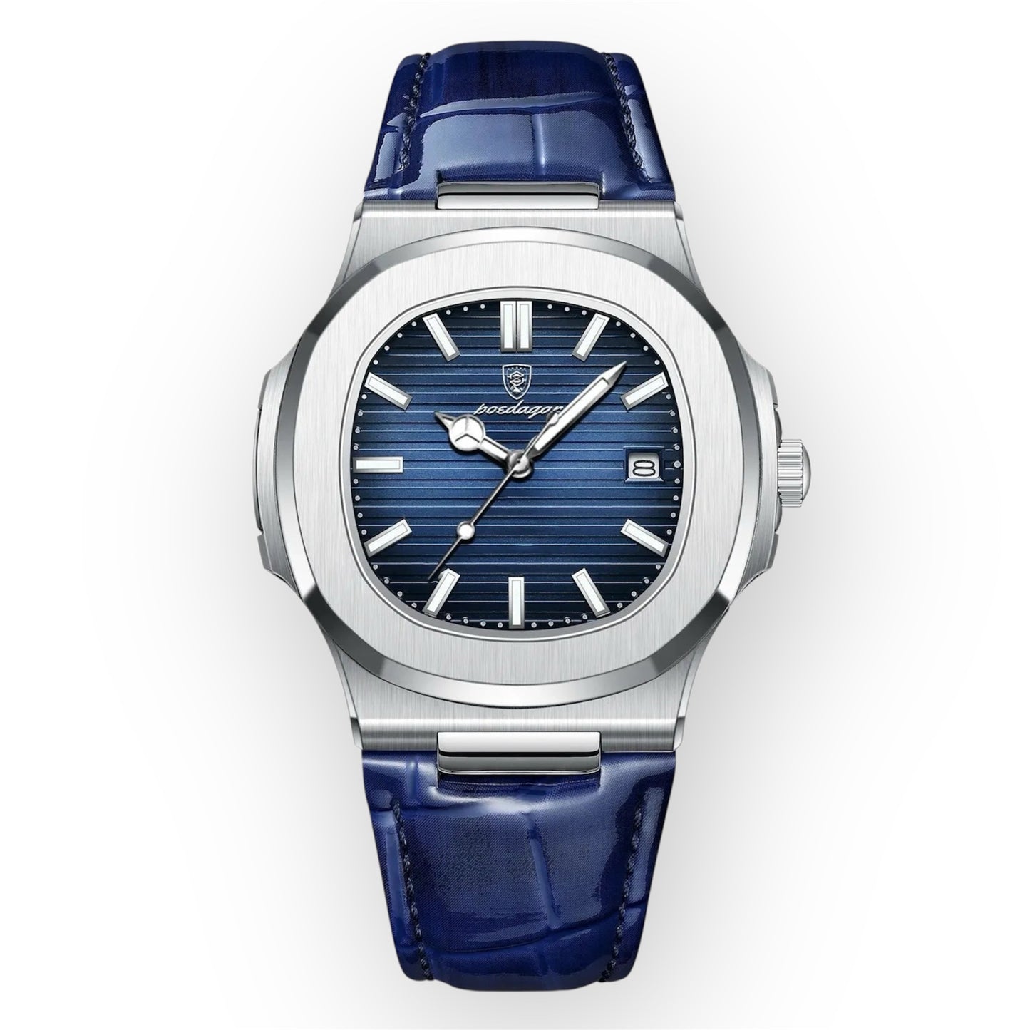 “Top Luxury Square Man Watch Date Waterproof Luminous Men’s Quartz Leather”