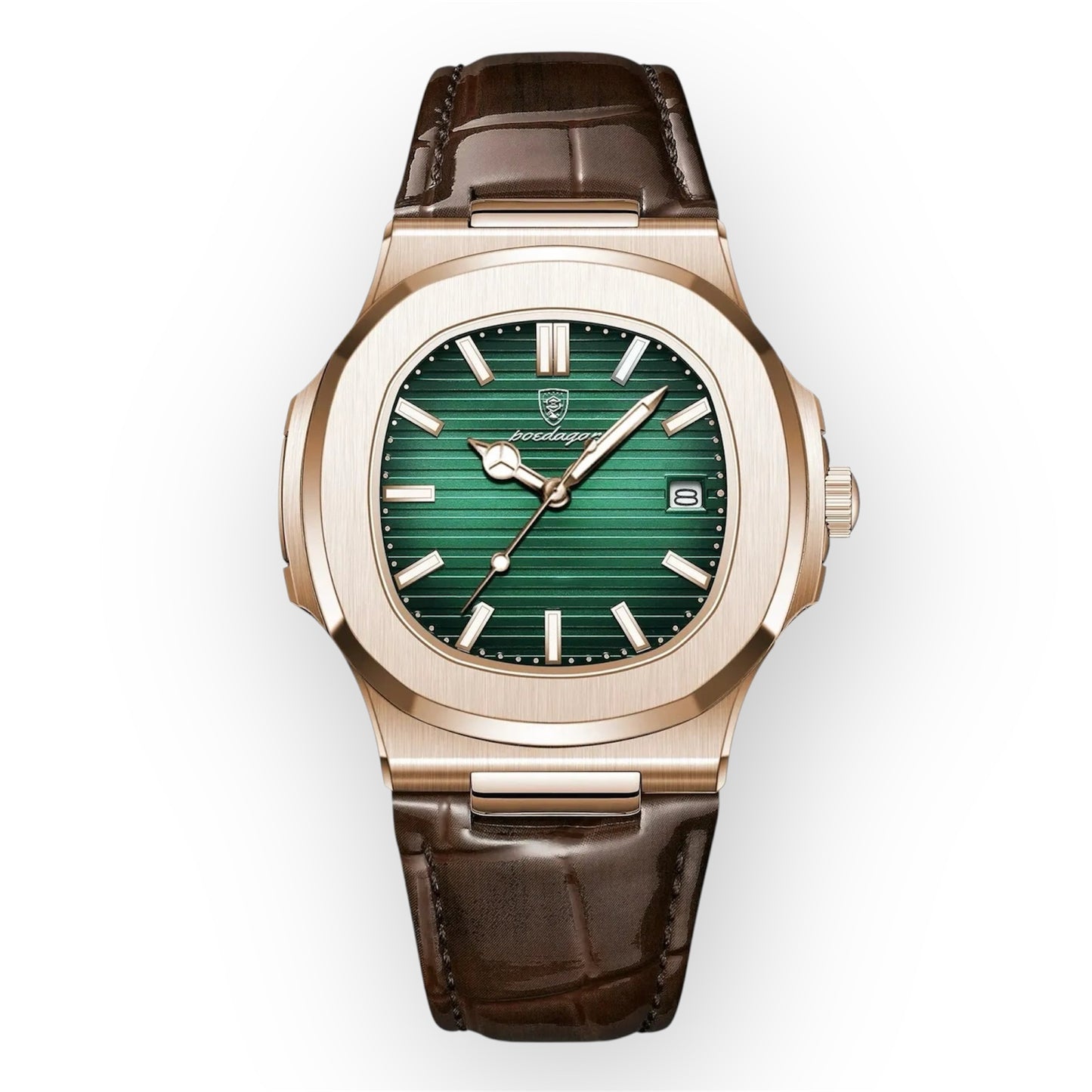 “Top Luxury Square Man Watch Date Waterproof Luminous Men’s Quartz Leather”