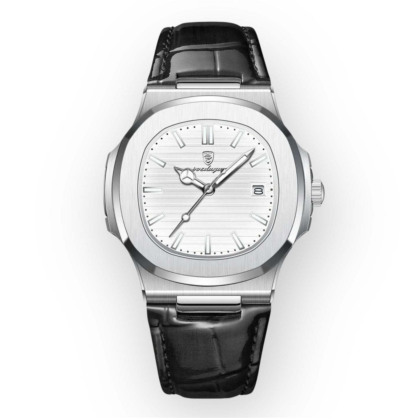 “Top Luxury Square Man Watch Date Waterproof Luminous Men’s Quartz Leather”