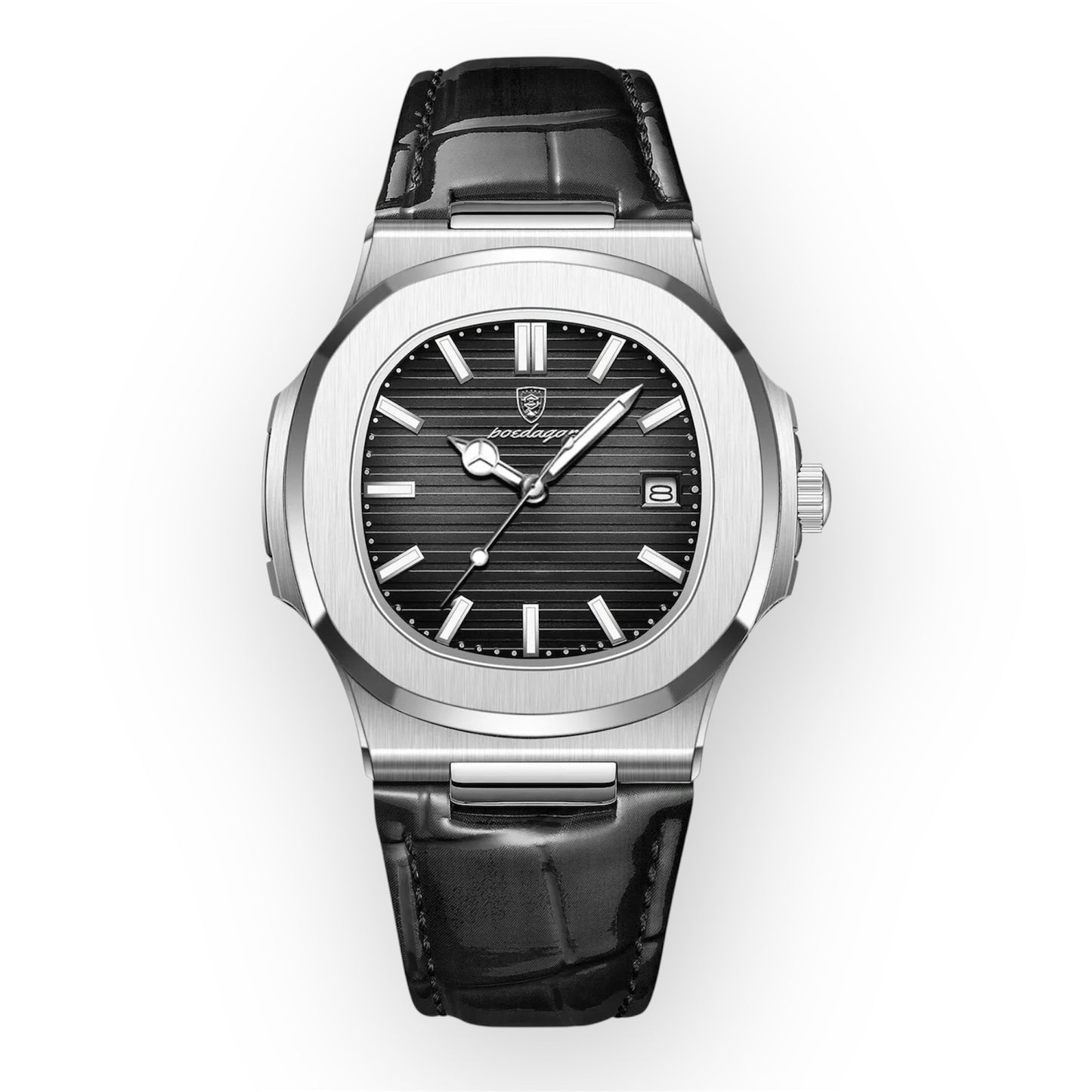 “Top Luxury Square Man Watch Date Waterproof Luminous Men’s Quartz Leather”