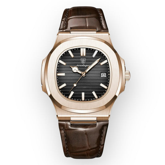 “Top Luxury Square Man Watch Date Waterproof Luminous Men’s Quartz Leather”