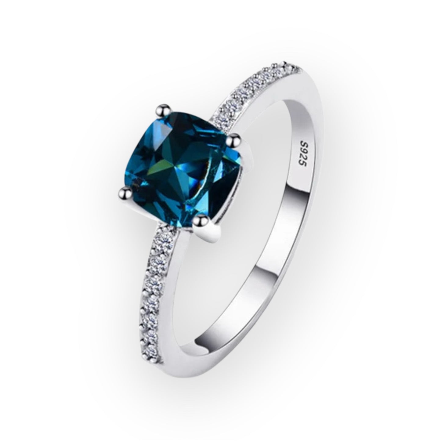 “925 Silver Ring High Carbon Ice Cut Zircon Sapphire Square Fashion Jewelry Gift.”