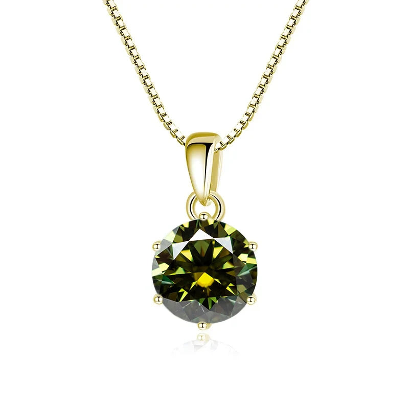 “1CT Real Moissanite Pendant Necklace, Royal Blue, Sterling Silver Wedding Jewelry.”