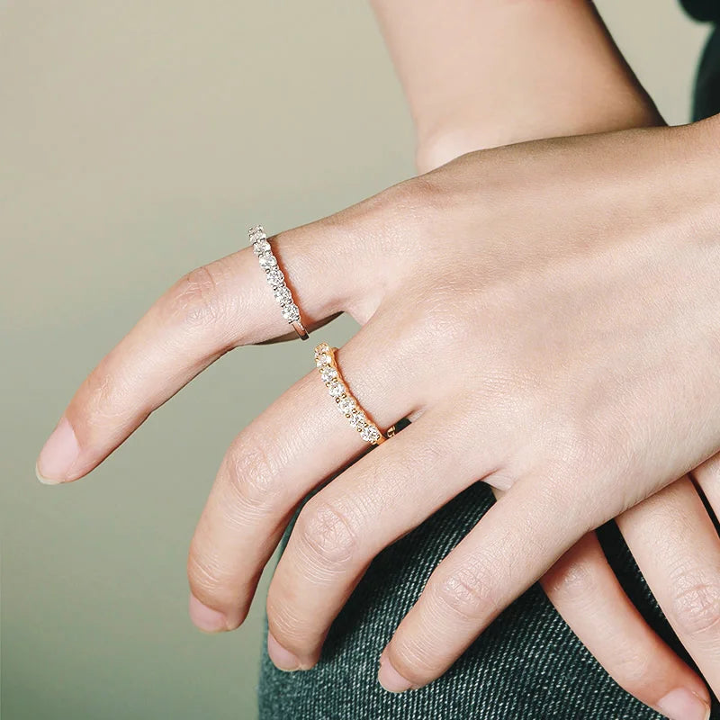 “0.7CT moissanite gemstone ring, 925 silver, stackable wedding band, white gold gift.”