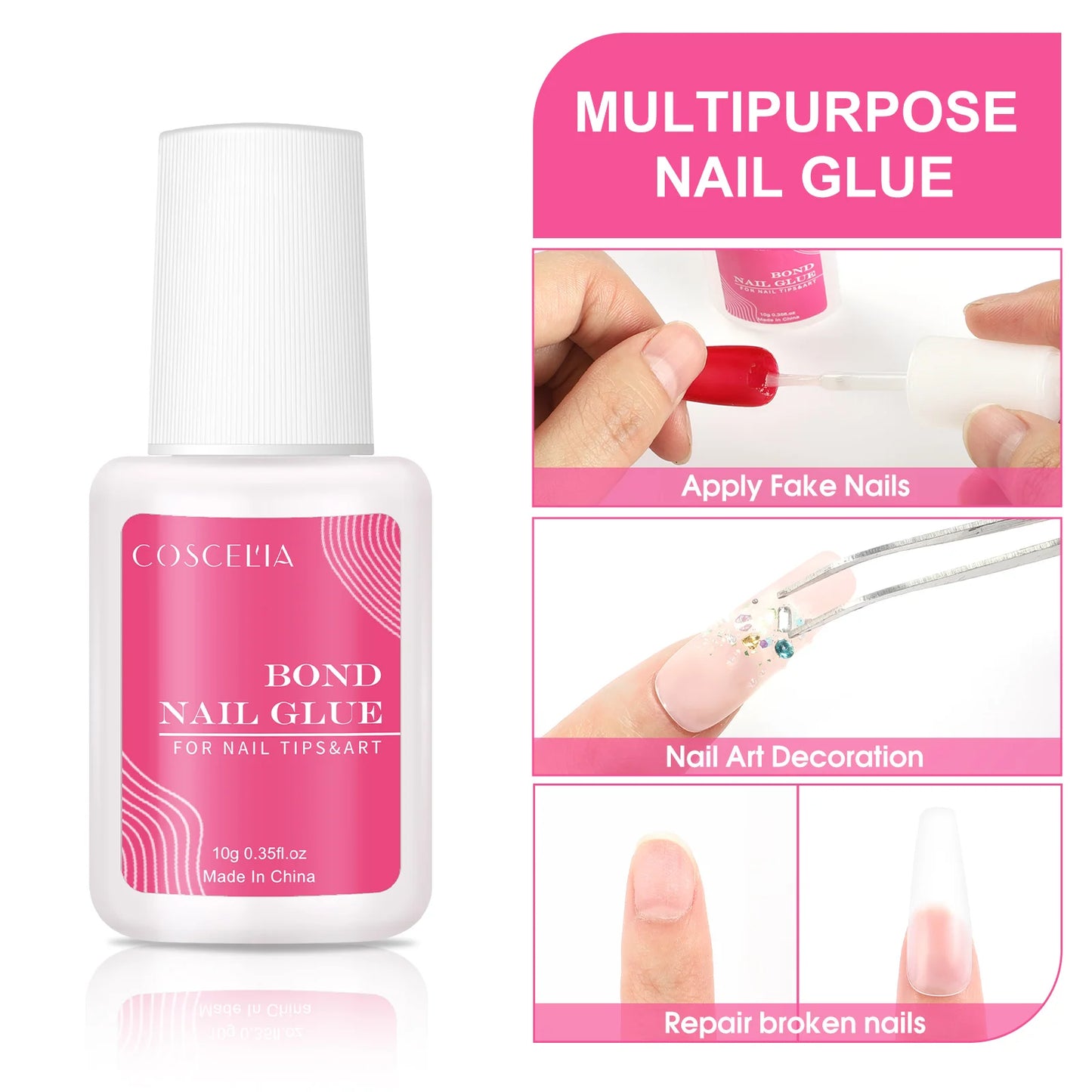 “Clear Nail Glue for False Nail Tips – Strong, Quick-Drying Adhesive for Perfect Nails”