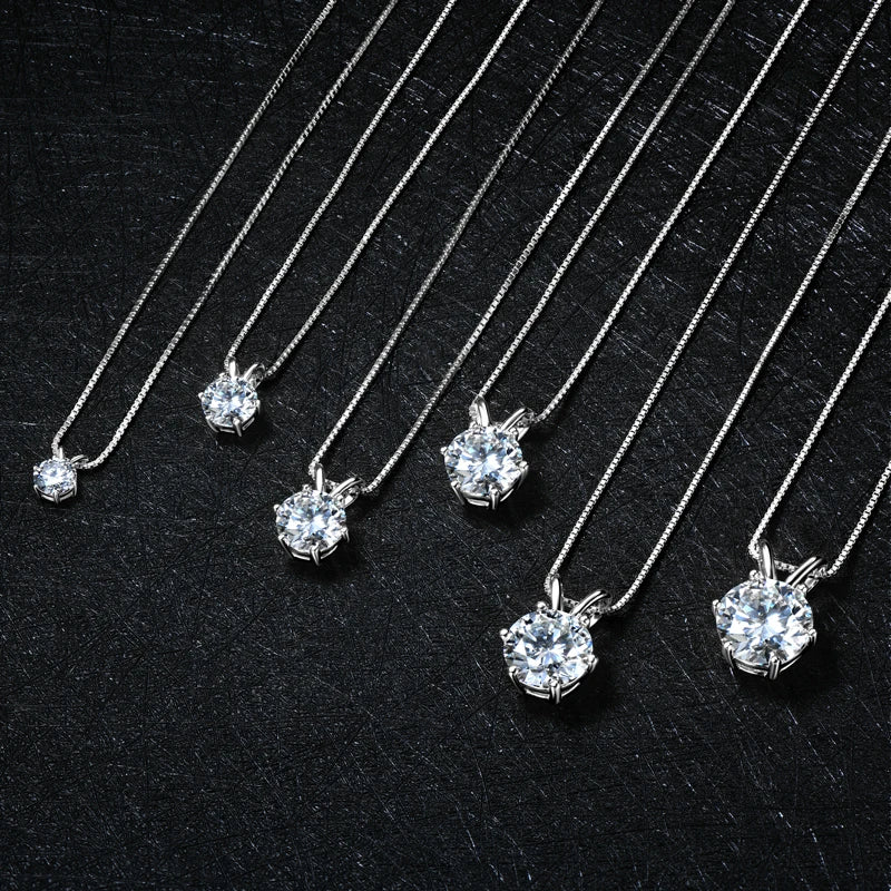 "GRA Certified 0.5-5ct Moissanite Pendant, 925 Sterling Silver Necklace, Elegant Gift for Women."