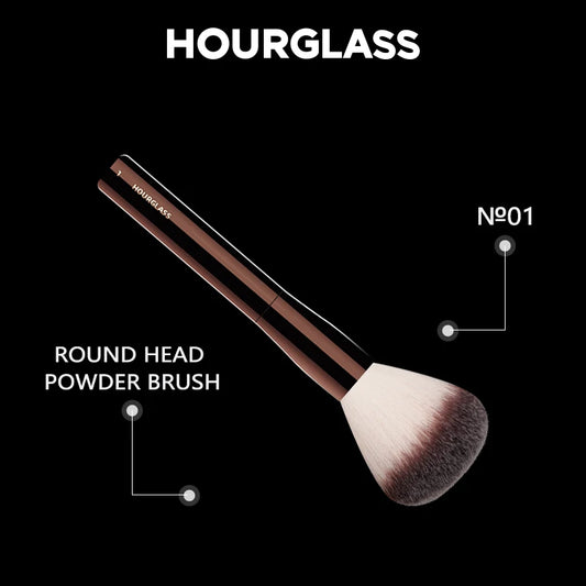 “Soft round head makeup brush, natural fibers, modern design, for daily use.”