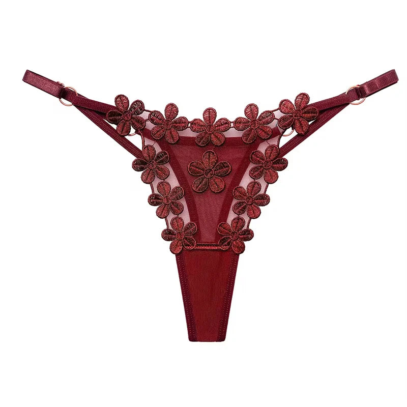 “Sexy Lace Butterfly Thong - Transparent Mesh Low Waist G-String for Women.”