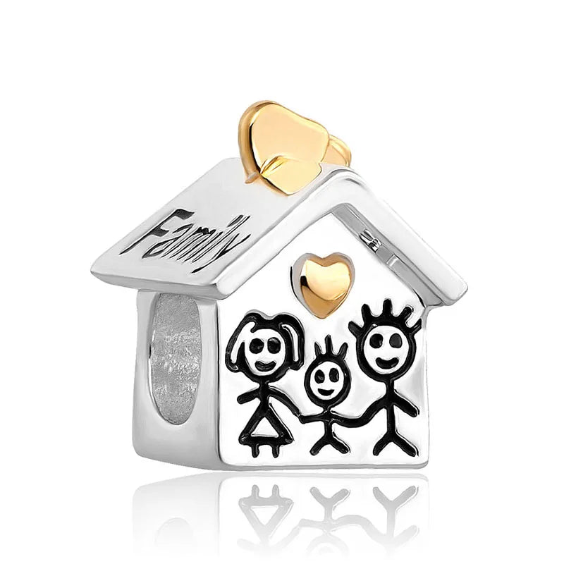 “925 Silver Family Charm Pendant - Sparkling Boy/Girl Bead for Pandora Bracelet.”