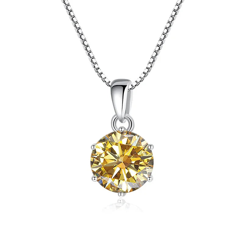 “1CT Real Moissanite Pendant Necklace, Royal Blue, Sterling Silver Wedding Jewelry.”