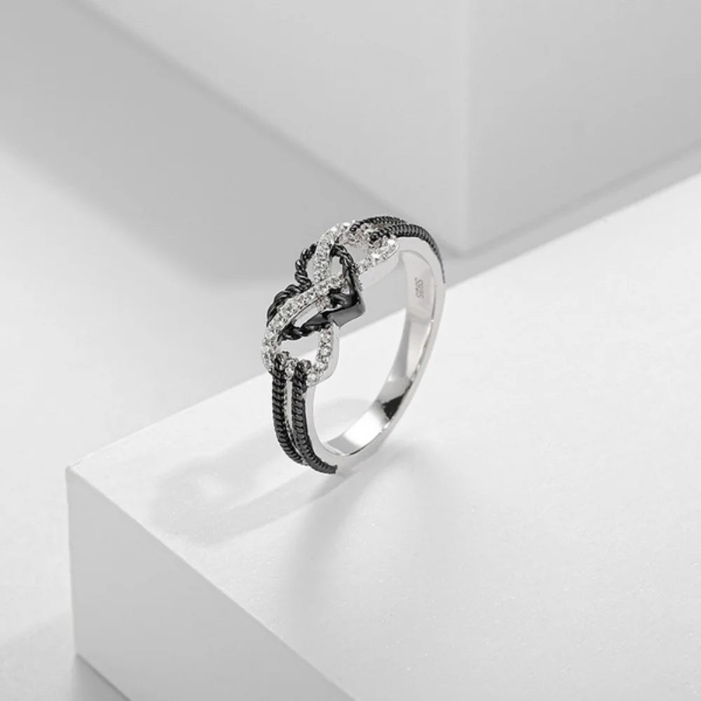 "Black Rose Gold Color Heart Rings Valentine's Day Birthday Gift"