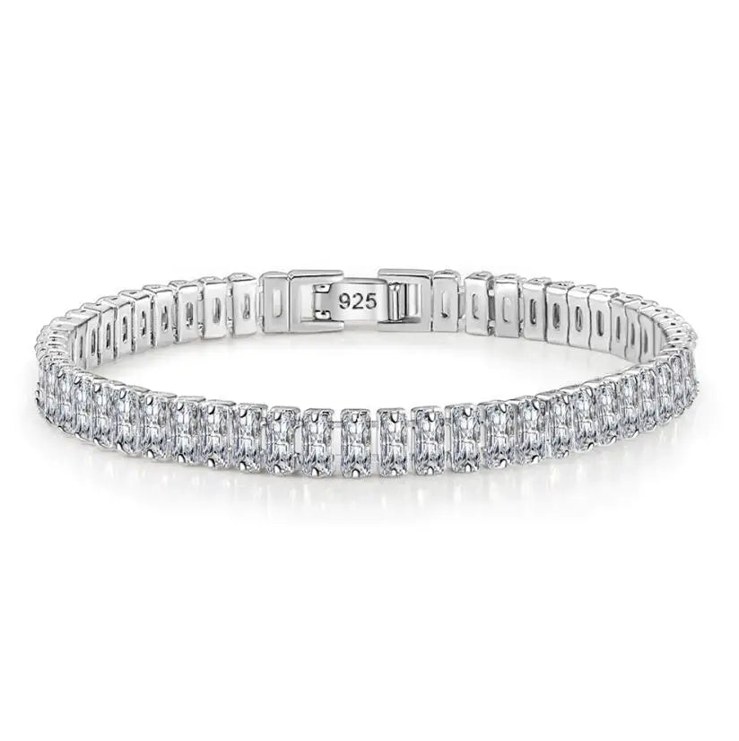 “3-5mm Real Moissanite Bracelet, Sparkling S925 Sterling Silver, Luxury Wedding Jewelry.”