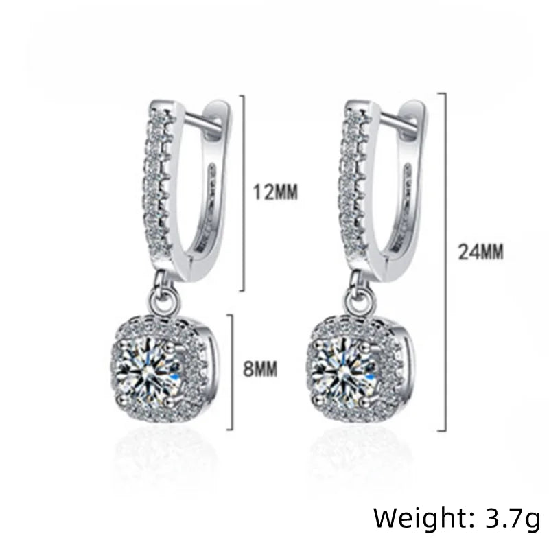 “2CT moissanite huggie hoop earrings, 925 sterling silver, elegant fine jewelry.”