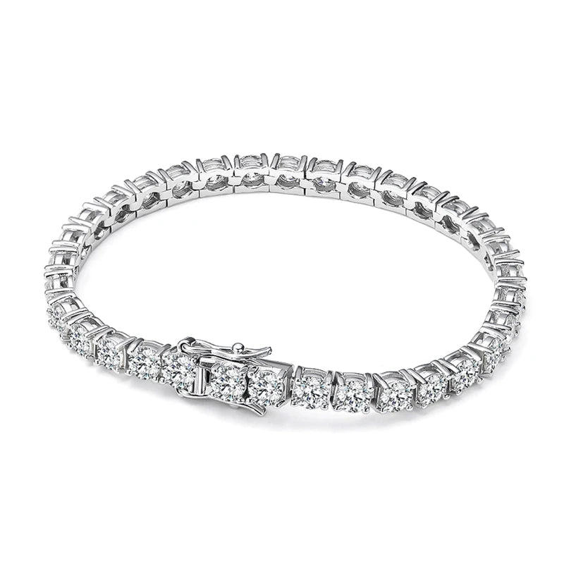 “D VVS1 Moissanite Tennis Bracelet 925 Sterling Silver Plated 18K White Gold GRA Certified.”