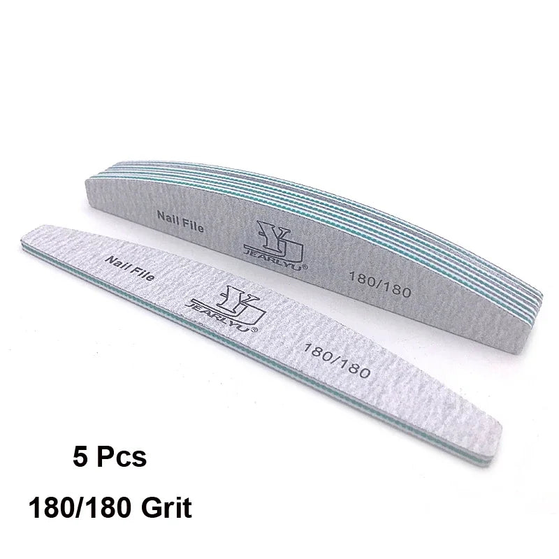 “5Pcs Professional Nail File Set, Mixed Grit for Shaping, Buffing, and Cuticle Care”