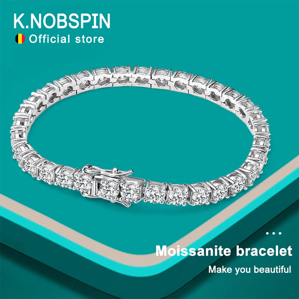 “D VVS1 Moissanite Tennis Bracelet 925 Sterling Silver Plated 18K White Gold GRA Certified.”