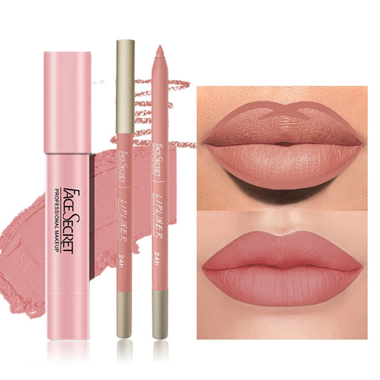 “Matte Lipliner & Lipstick Set – Waterproof, Long-Lasting, Soft Matte Color for Women” - Dazzory