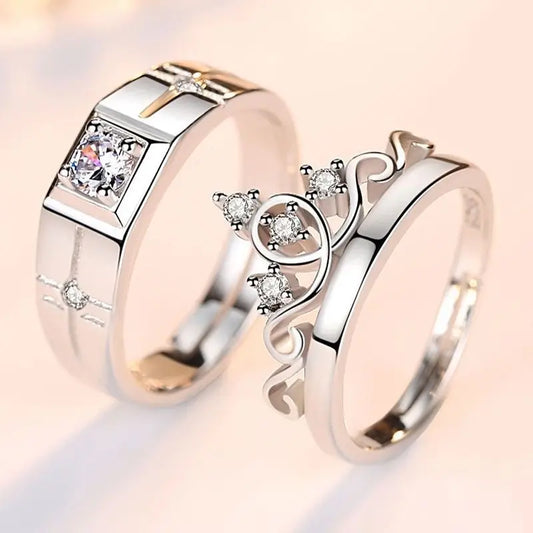 "Luxury Couple Rings for Men and Women, Sparkling Square Zirconia, Romantic Jewelry."