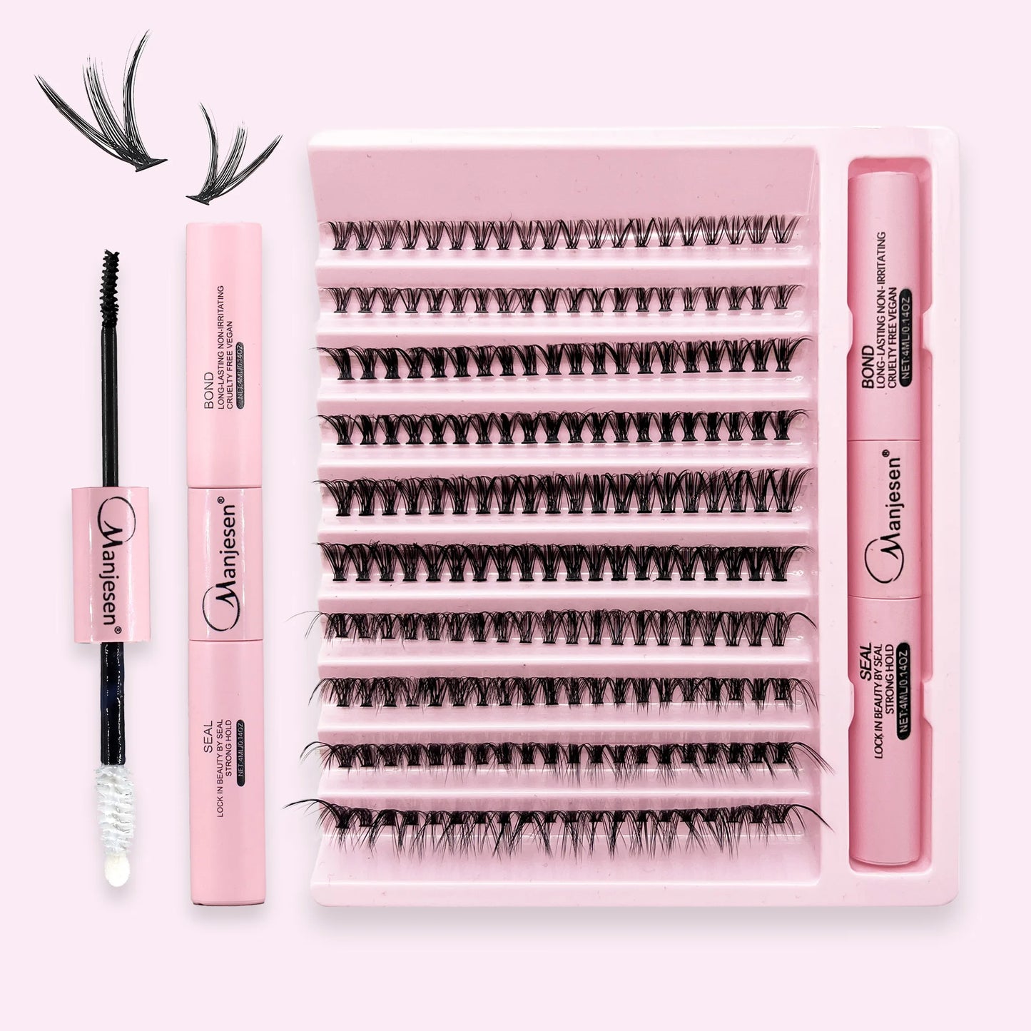 “200 pcs eyelash clusters with bond and seal glue, DIY lash extension kit.”