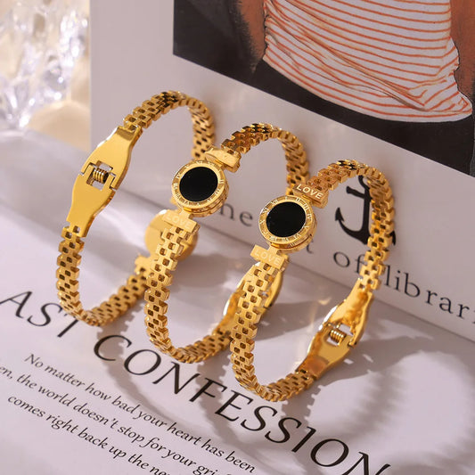 “Men’s Women Roman Digital Stainless Steel Bracelet Perfect for Date Party Gifts”