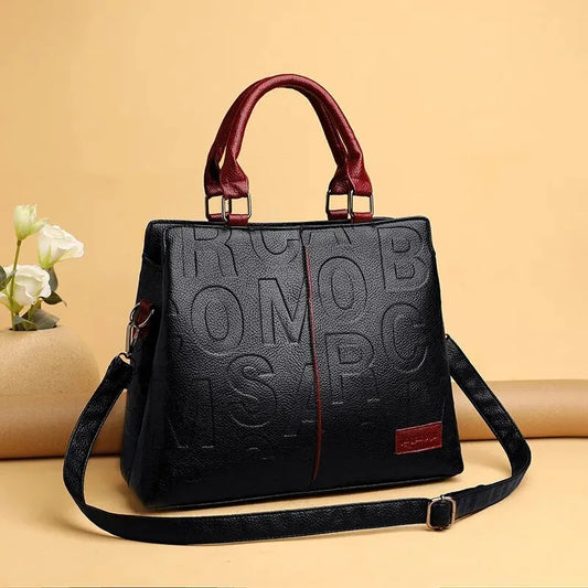 “PU leather crossbody bag, casual luxury design, large capacity for travel.”