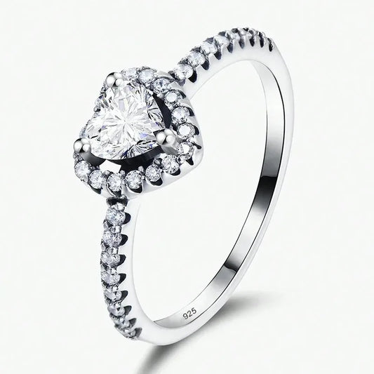 “Shiny Zircon Heart Ring - 925 Sterling Silver Luxury Jewelry for Engagements & Weddings.” - Dazzory