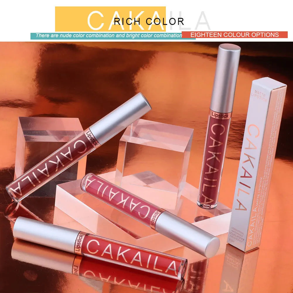 “18-Color Matte Lipstick – Non-Stick, Waterproof Long-Lasting Lip Gloss”