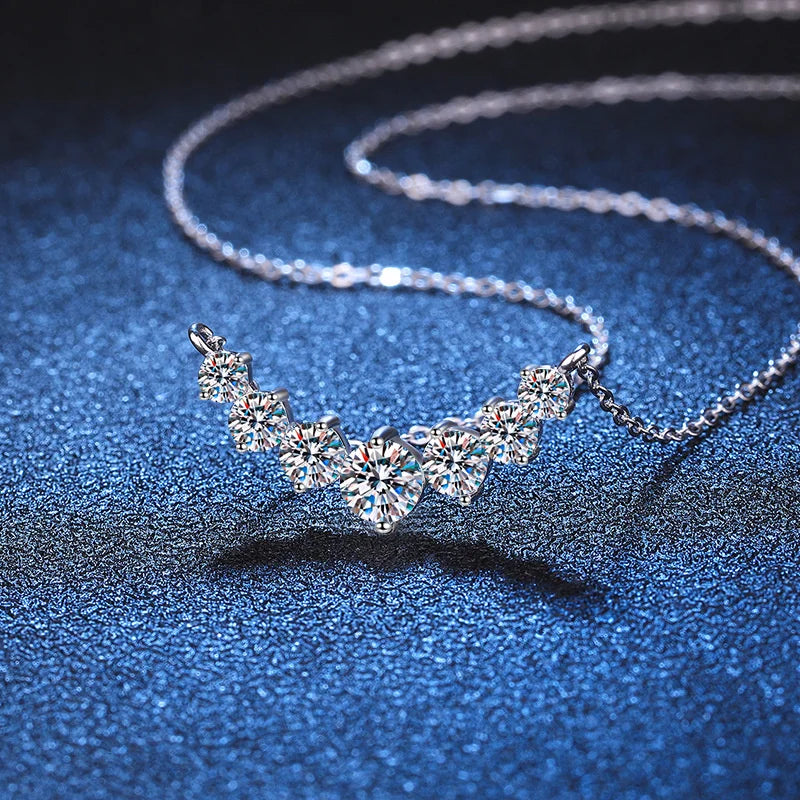 “Moissanite necklace for women, 925 silver, 18K white gold plated, certified jewelry.”