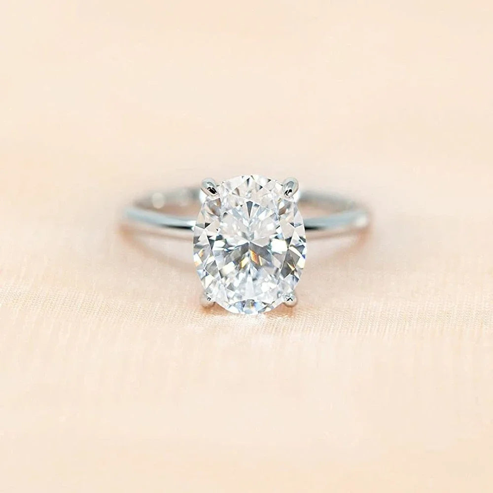 “3CT Oval Cut Cubic Zirconia Engagement Ring 925 Sterling Silver Wedding Jewelry.”