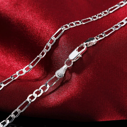 “Noble 925 Silver 4MM Chain Bracelet & Necklace Set - Jewelry for Men & Women.” - Dazzory