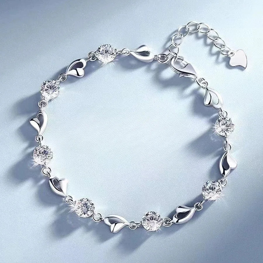 “Luxury 925 sterling silver star beaded double-layer adjustable bracelet for women.”