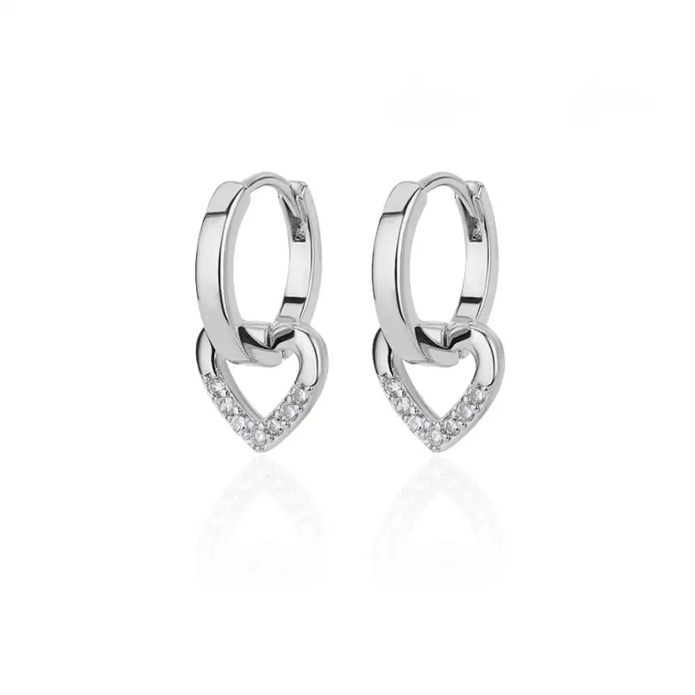 “Hollow zircon heart earrings, gold color stainless steel, luxury wedding gift .”