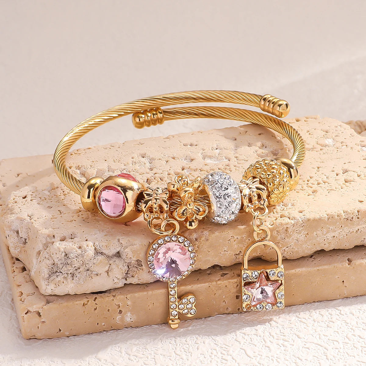 “Fashion Women Stainless Steel Multi Element Pan Family Bracelet Daily Party Gift”