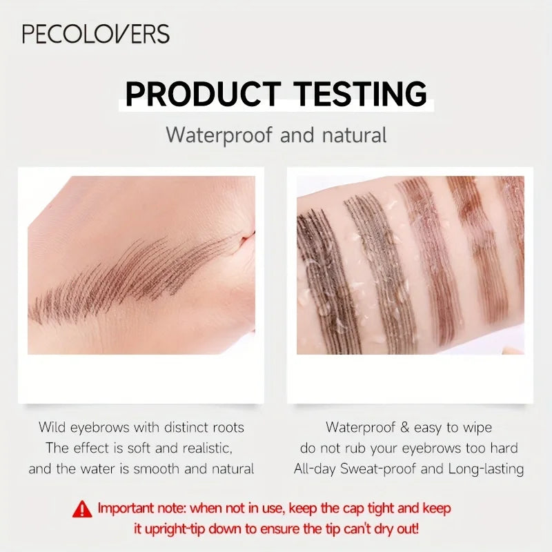 “Waterproof 4-Tip Eyebrow Pen – 6 Colors, Long-Lasting Tattoo Effect for Natural Brows”