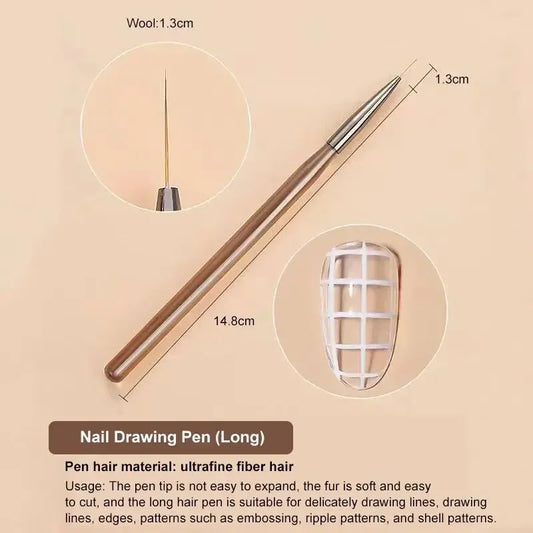 “9PCS UV gel nail brushes, liner pens, DIY acrylic painting for nail art designs.”